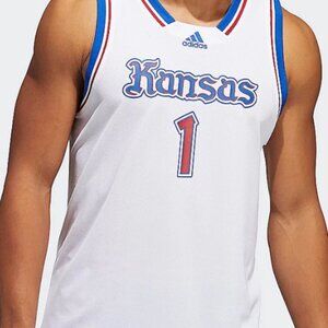 adidas Kansas Jayhawks Basketball Jersey Mens White Royal Blue HM4952